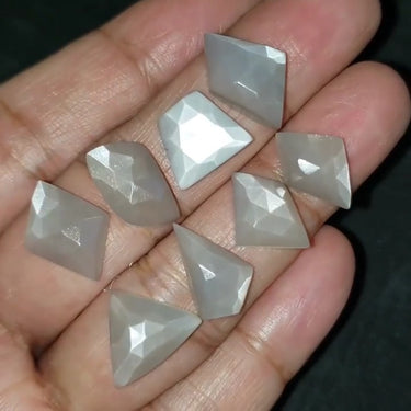 Natural Grey Moonstone Rose Cut Flat Base Cabochon
